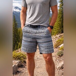 KAVU Men's Chilli Lite Shorts in a tribal geometric pattern Size Medium